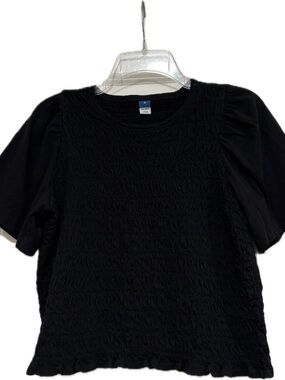 Old Navy Black Relaxed Smocked Top | Size Medium